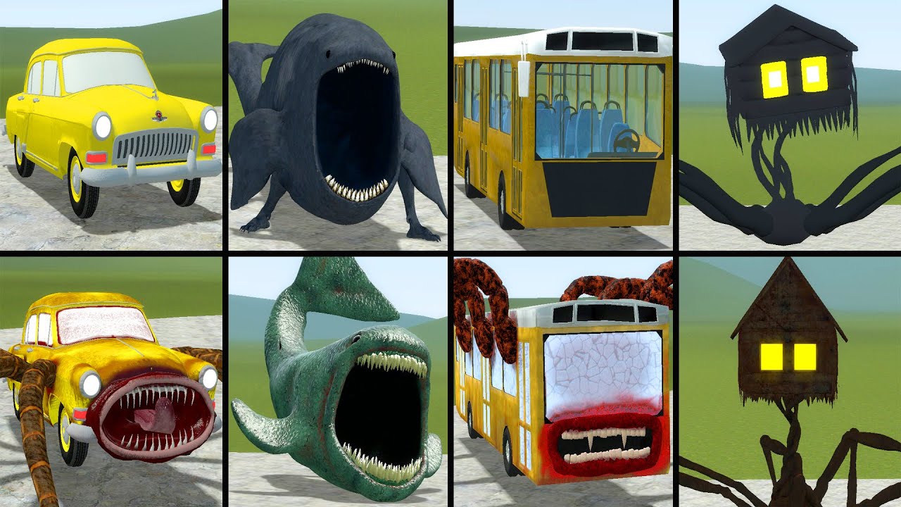 OLD AND NEW UPDATE: CAR EATER, THE BLOOP, HOUSE HEAD AND FRIENDS  VS ALL TREVOR HENDERSON IN GMOD!!