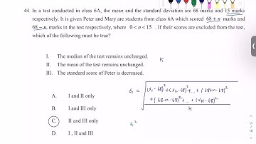 22/23 BMED Mock | Paper 2 Q44 - Statistics (Median, Mean & Standard Score)