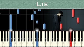 NF - Lie | Piano tutorial + MIDI chords