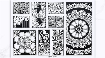 9 Zentangle Pattern For Beginners |9 Mandala Pattern | Zentangle patterns |Doodle Pattern