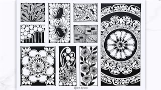 9 Zentangle Pattern For Beginners |9 Mandala Pattern | Zentangle patterns |Doodle Pattern Profile