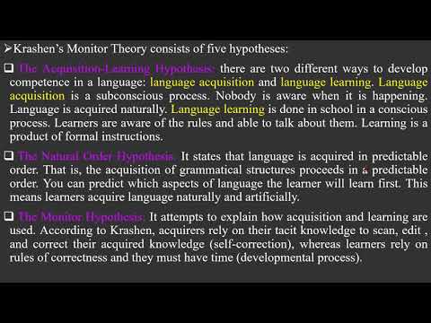Applied Linguistics - Lesson 5 - Theories of Language Learning - Monitor Theory