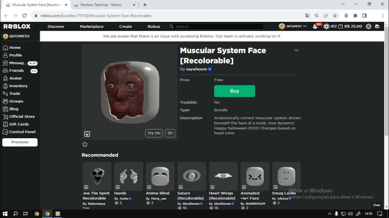 Muscular System Face [Recolorable] - Roblox