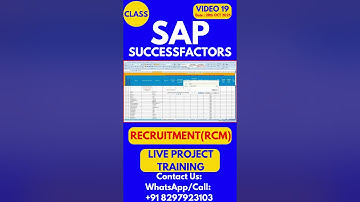 SAP SuccessFactors RCM Training Online Tutorial Class 19 28th OCT 2025 #sapsuccessfactorstraining