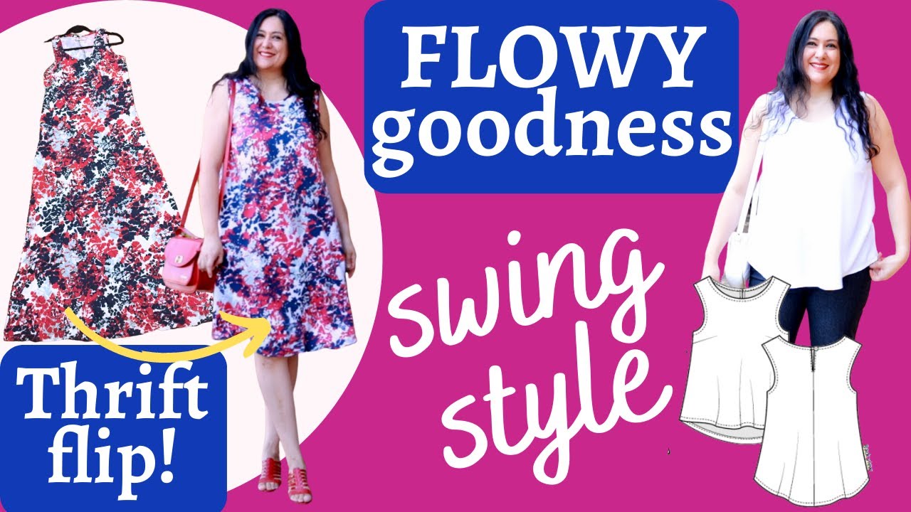 Maxi dress to FLOWY SWING STYLE. Thrift flip! + Classic white top. Harmony  (Love Notions).