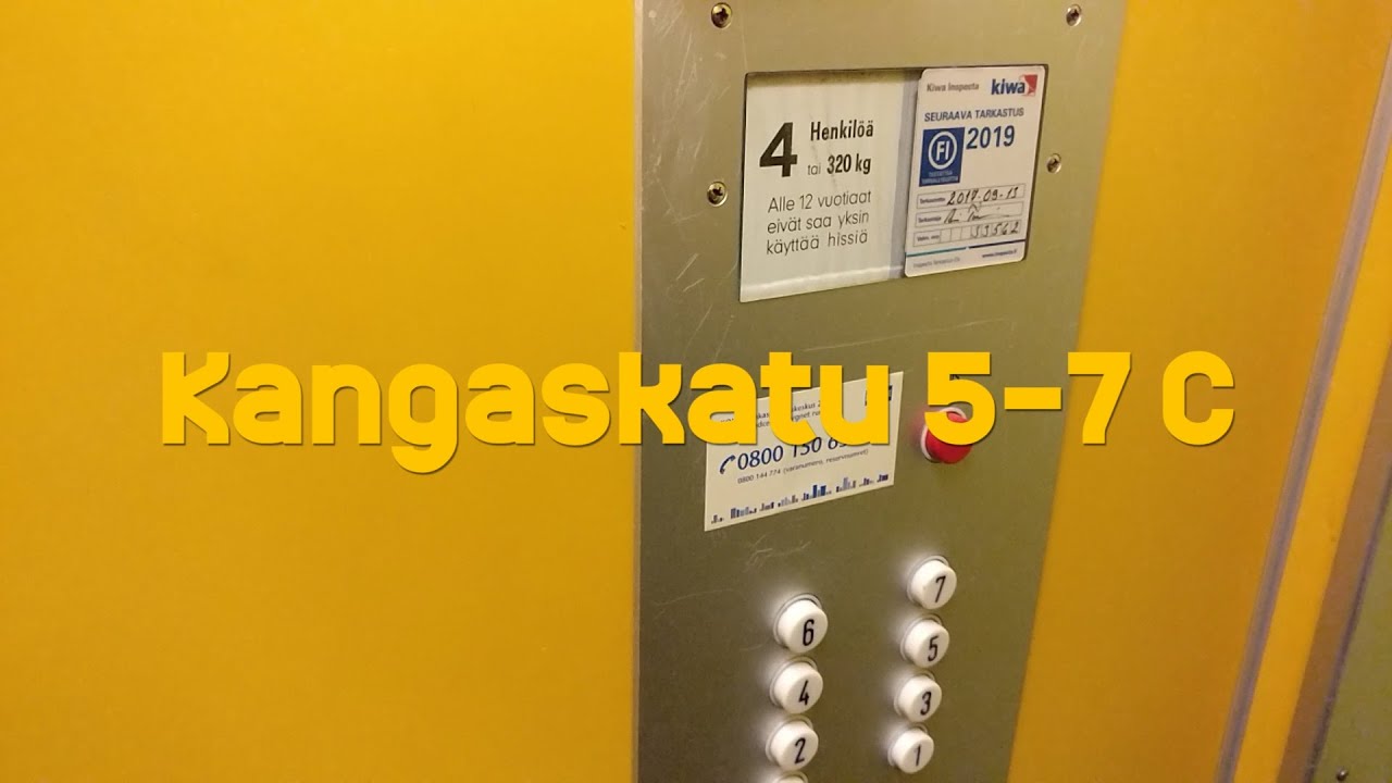 Hissivideo: Kangaskatu 5–7 C, Pieksämäki - 1976 KONE V-sarja (manuaaliovinen)