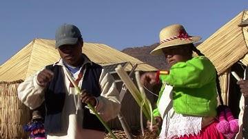 Life of the Uros on floating islands in Lake Titicaca, Peru