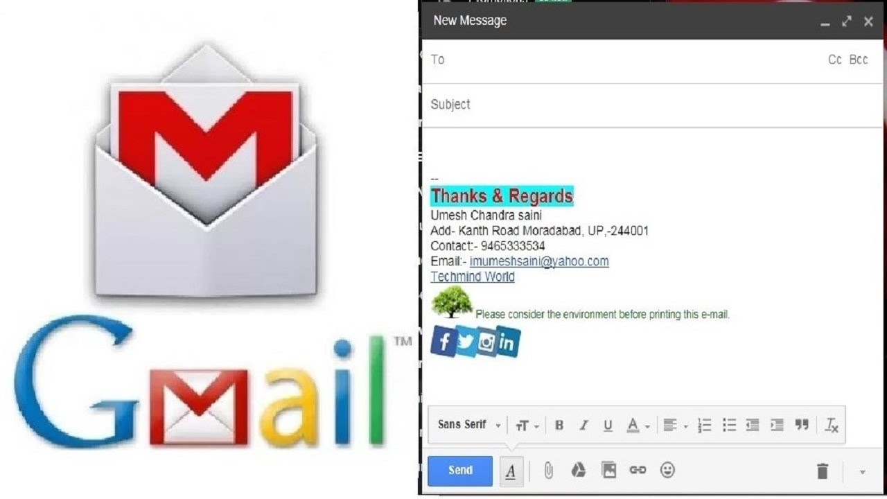 How To Add Create Permanent Signature Logo To Email In Gmail YouTube