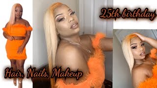 GRWM for my 25th Birthday | hair, nails, makeup \& outfit | Corsha Lishell