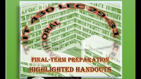 IT 430 Oral Highlighted Handouts Final term preparation Lec29-31