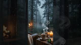 Cozy Cabin Rain Sounds 🌧️🔥 Deep Sleep ASMR | Rain, Thunder & Fireplace #shorts