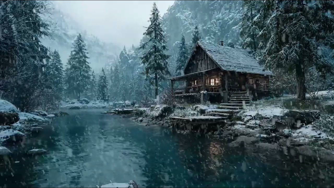 Snow Drifting Through the Darkness with Gentle Frozen Wind | Ambience for Deep Peaceful Sleep