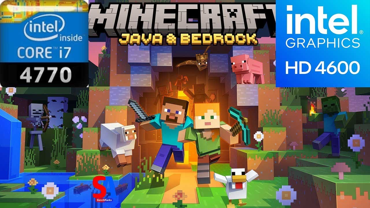 Minecraft java intel HD 4600 i7 4770 16 gb ram gaming benchmark - YouTube