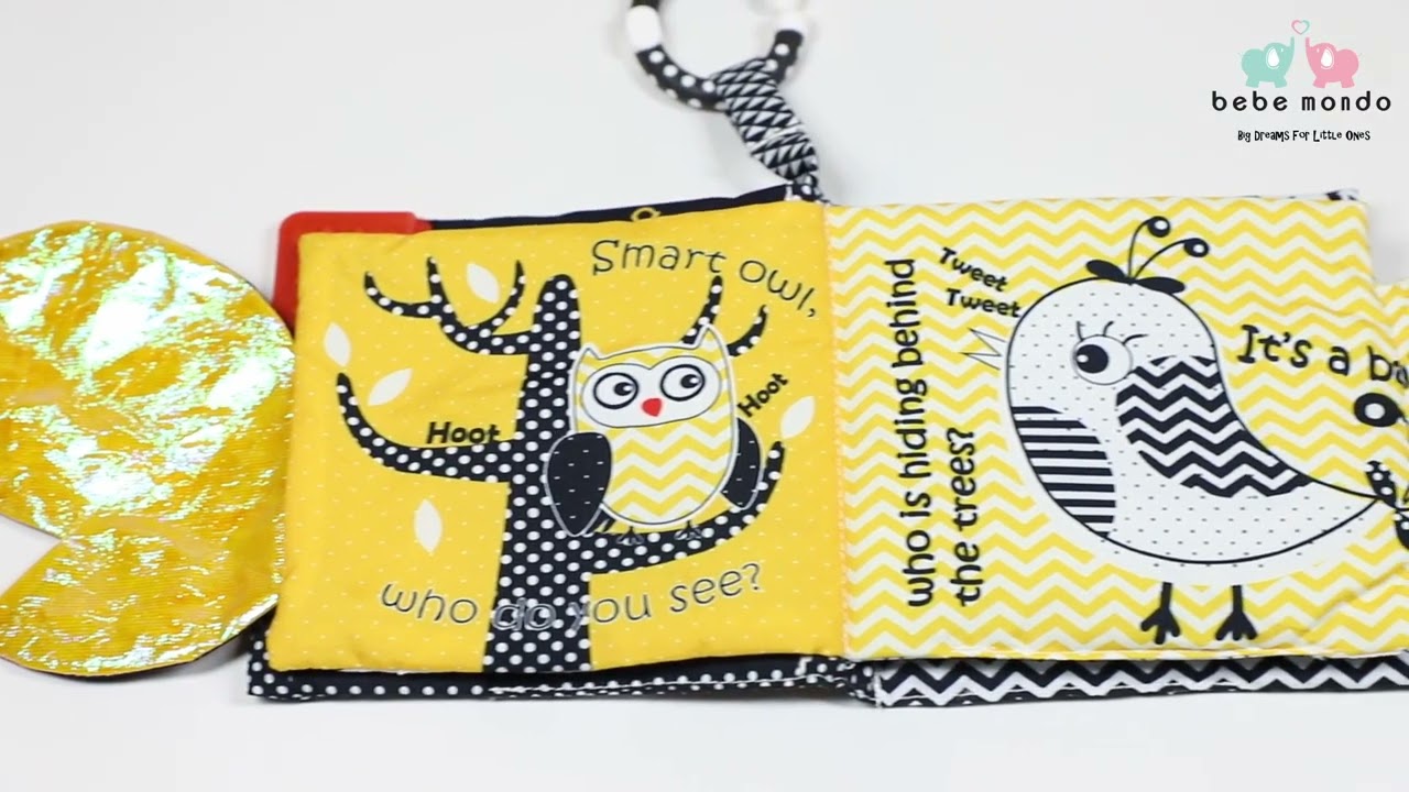 Smart Owl High-Contrast Cloth Book with Teethers | Baby Tummy Time Toy