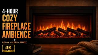 4-Hour Cozy Fireplace Ambience 🔥 Relaxing Fire Sounds for Sleep, Study &amp; Relaxation (4K)
