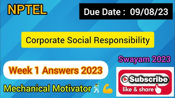 Corporate Social Responsibility | Week 1 Quiz | Assignment 1 Solution | NPTEL | SWAYAM 2023