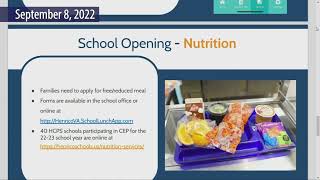 HCPS Staff Presentation-2022-2023 School Opening Update-Sept. 8, 2022 Henrico County School Board