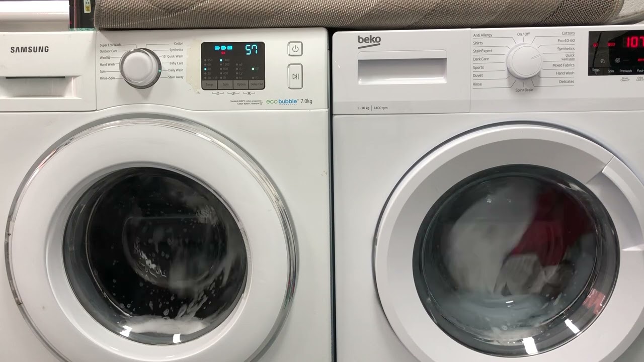 Samsung WF70F5E2W4W daily wash 40°c & beko WTK104121W synthetics 60°c fast full cycle (description)