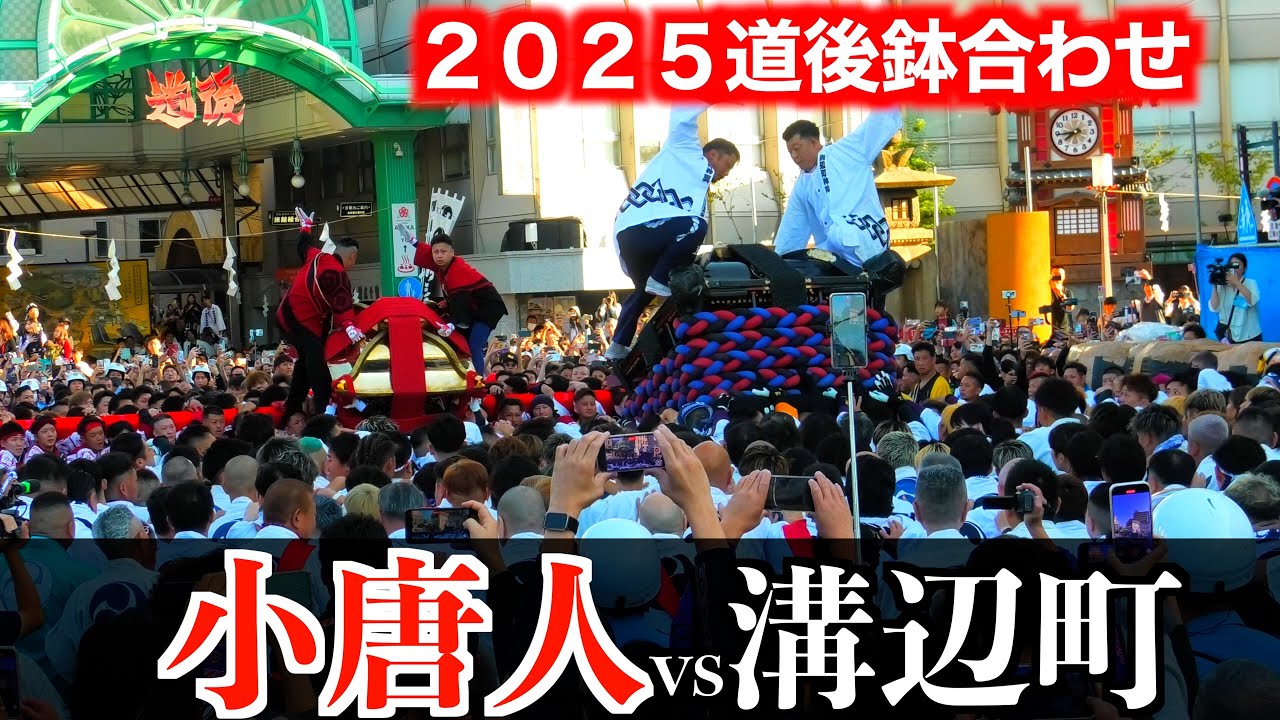 【道後鉢合わせ】小唐人大神輿vs溝辺町大神輿【２０２５松山秋祭り】
