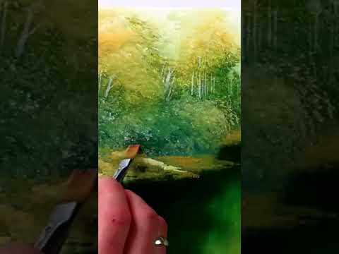 How to paint grass using square brush  landscapepaint landscapepainting easyart artwork