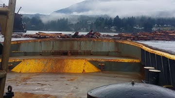 Self dumping log barge.