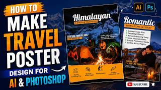How to Make Travel Poster Design in Photoshop & AI | YouTube Thumbnail Tutorial