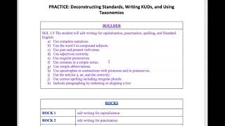 Deconstructing Standards, Writing KUDs, Using Taxonomies