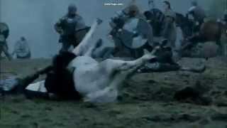 Vikings Rollo Starts Taking out horses before he is wounded in battle.