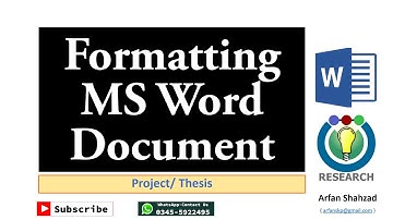 Thesis Writeup or Project Documentation with MS Word by Arfan Shahzad