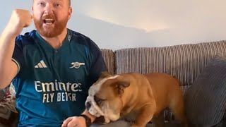 North London Derby watch along with Diego! ⚽ Let's keep it a friendly rivalry  #BulldogPabs