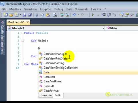 Tutorial di Visual Basic 2010 - Il tipo di dati Boolean - YouTube