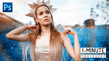 1-Minute Photoshop | Blue and Gold Color Grading Effect in Photoshop