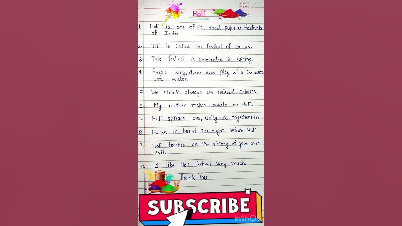 holi par nibandh english me