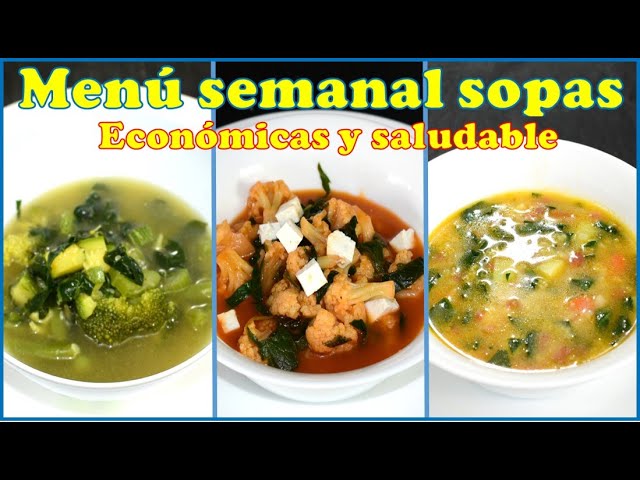 3 sopas economicas y saludables, Menú semanal sopas - YouTube