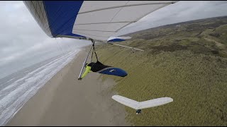 First and amazing soar hang gliding flight above the beautiful Dutch coastline!