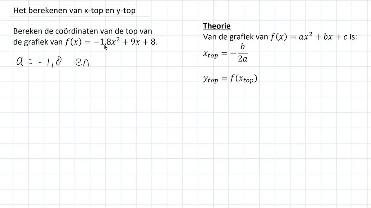 Kwadratische functies Het berekenen van xtop en ytop (3 HAVO) YouTube Kwadratische functies Het berekenen van xtop en ytop (3 HAVO) YouTube