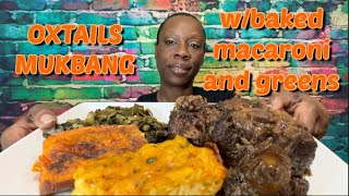 Oxtails w/ Baked Mac and Cheese, Collard Greens, and Sweet Potato | mukbang | eat with me | asmr