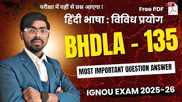 BHDLA 135 | हिंदी भाषा : विविध प्रयोग | Bhdla 135 Most  Important Question and Answer | The Prem Sir