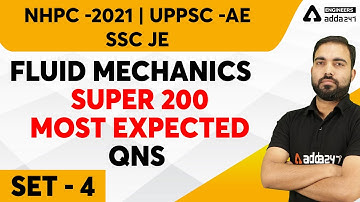 NHPC/SSC JE/UPPSC AE 2021 | Fluid mechanics | Super 200 Most Expected Qns #4