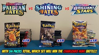 PALDEAN FATES vs SHINING FATES vs BRILLIANT STARS Pokemon Card Opening CHARIZARD HUNT BATTLE!!