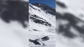 Snowboarder Slides Down A Hill And Botches Flip 😂