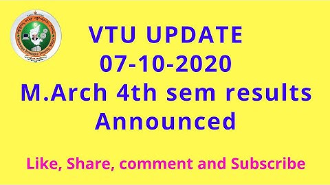 VTU UPDATE : M.Arch 4th Sem results announced