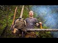 BUILDING A CREEKSIDE CAMP - Huge Shelter Frame Build - Permanent Location Found - Ham Over the Fire.