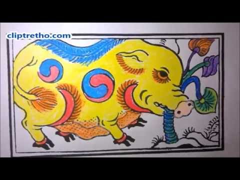 Video Tranh đông hồ lợn ăn cây ráy_ Tô tranh lợn ăn cây ráy_... - youtube