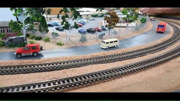 Dubbo Model Railway Club Magnorail cars under trial.