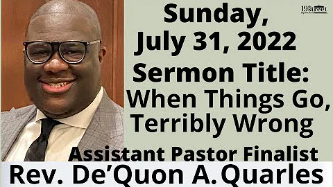 Assistant Pastor Finalist - Rev Quarles - Q and A