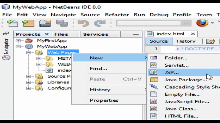 How to create JSP file in Netbeans