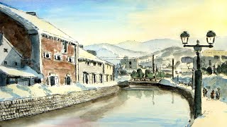 小樽運河夜景 水彩画   (F4) 小樽運河夜景 水彩画 (F4) Amazon.co.jp: （原画）夢色小樽運河