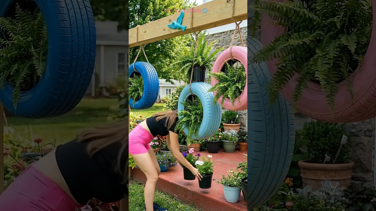 I Turned Old Tires Into Hanging Planters — And They’re So Cute 🌿