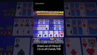 Crazy Bonus Streak Run 12x Multipliers Video Poker #casinogames #poker #videopoker #casino #casinos
